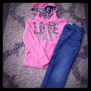 Girls justice zip up hoodie /old Navy skinny jeans